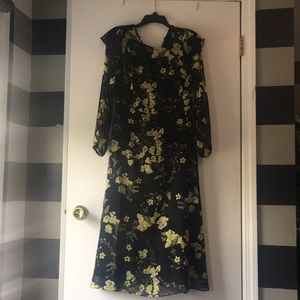 Black Floral Midi Dress